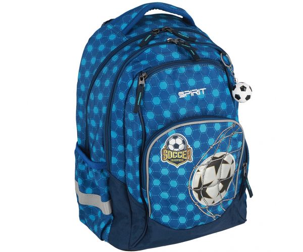 Spirit: Rucsac școlar rotunjit cu model 3D de campion la fotbal, dimensiuni 34x26x44cm
