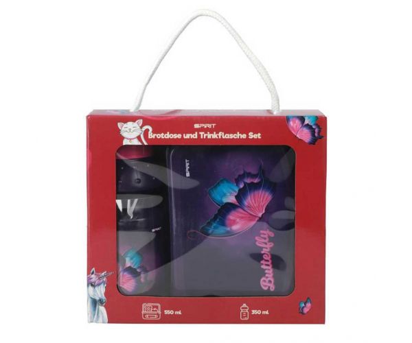 Spirit: Set cutie pentru gustări și bidon cu fluturi