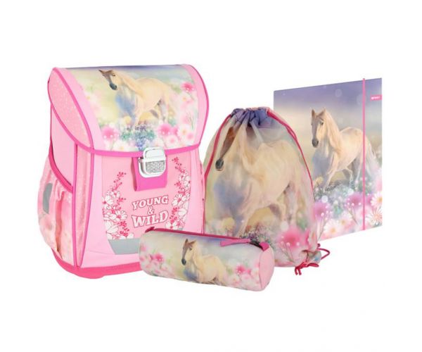Spirit: Tânăr și Sălbatic set de 4 genți școlare roz 38x28x17cm