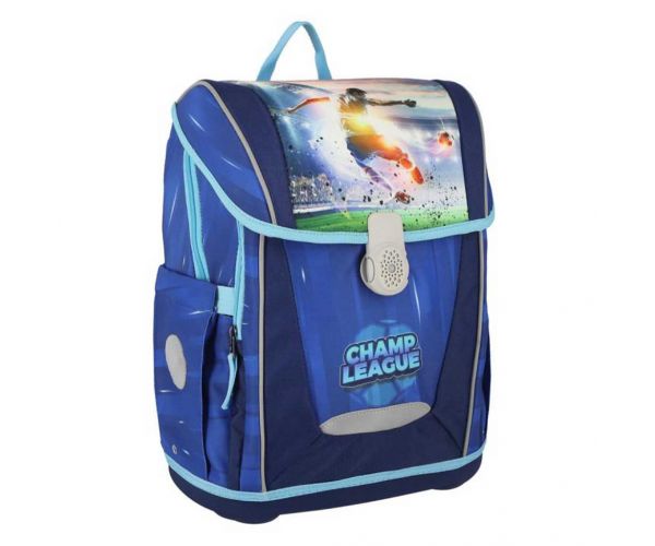 Spirit: rucsac școlar cu imprimeu de fotbal Champ League, cu închidere magnetică, 49x21x40 cm