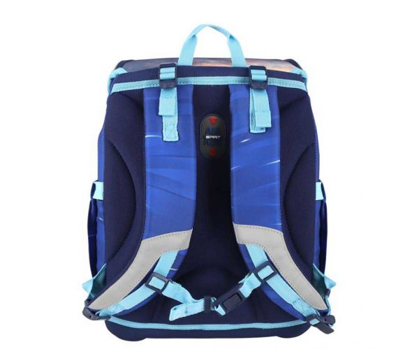 Spirit: rucsac școlar cu imprimeu de fotbal Champ League, cu închidere magnetică, 49x21x40 cm