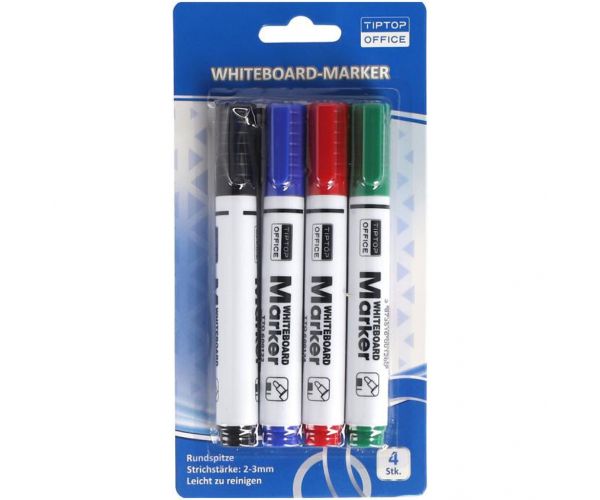 Spirit: set de 4 markere pentru tablă albă cu vârf rotund