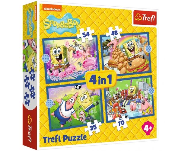 SpongeBob 4 în 1 puzzle de 35-48-54-70 piese - Trefl