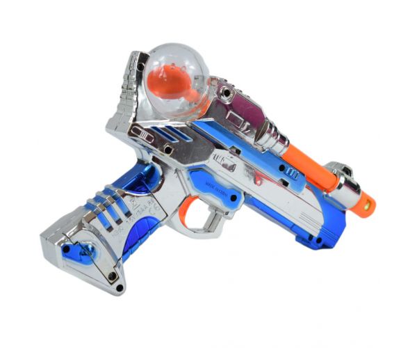 Space Warrior: Elektromos krómszínű űrfegyver fénnyel és hanggal 24cm