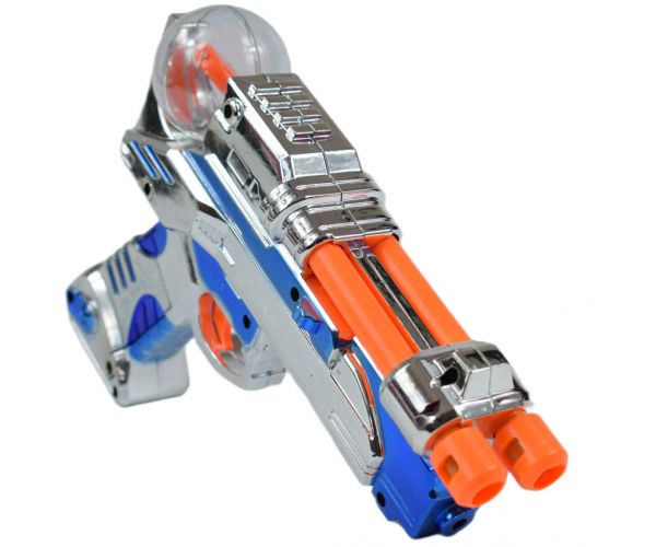 Space Warrior: Elektromos krómszínű űrfegyver fénnyel és hanggal 24cm