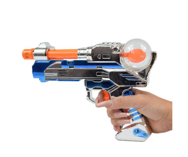 Space Warrior: Elektromos krómszínű űrfegyver fénnyel és hanggal 24cm