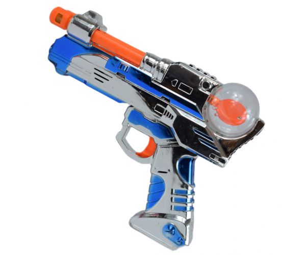 Space Warrior: Elektromos krómszínű űrfegyver fénnyel és hanggal 24cm