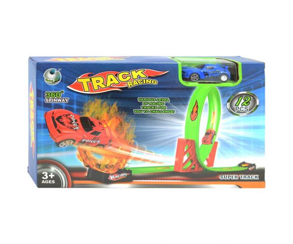 Speed Track 12 bucăți pistă de cursă cu buclă de 360° și mașină 1/64
