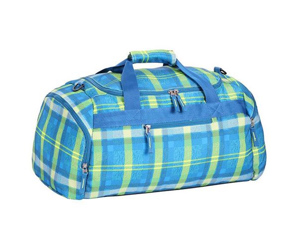 Spirit: Albastru deschis-verde neon geantă de sport cu dungi 55x31x41cm