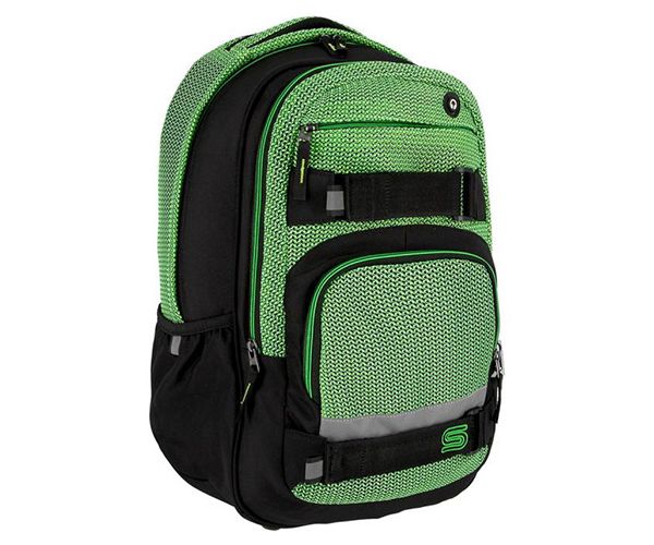 Spirit: Campus ghiozdan rotunjit negru si verde, rucsac 46x33x22cm