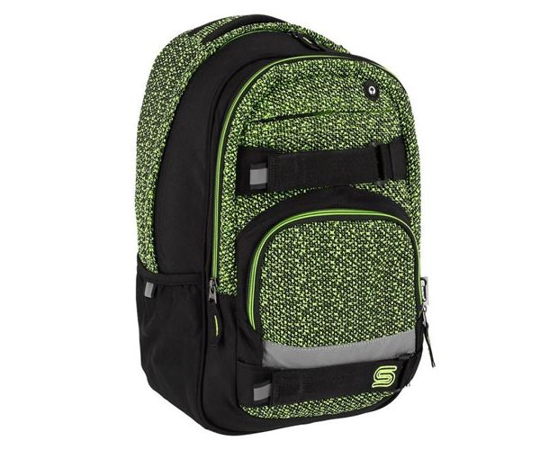 Spirit: Campus ghiozdan rotunjit verde-negru, rucsac 46x32x19cm