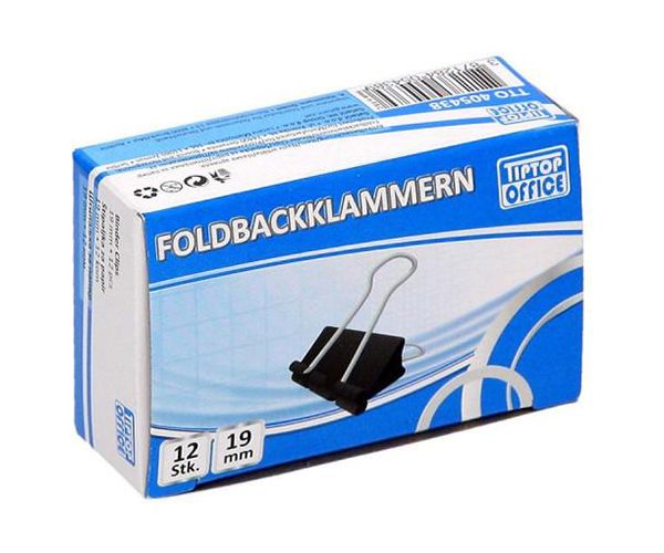 Spirit: Szárnyas fém iratcsipesz 19mm-es 12db-os csomagban