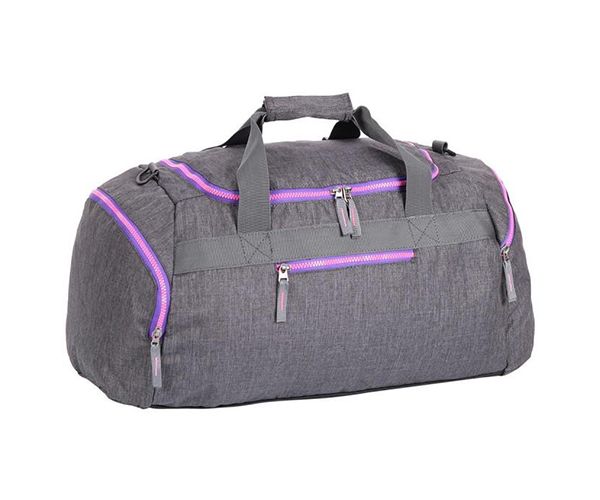 Spirit: Geantă de sport gri cu fermoar neon 55x31x41cm