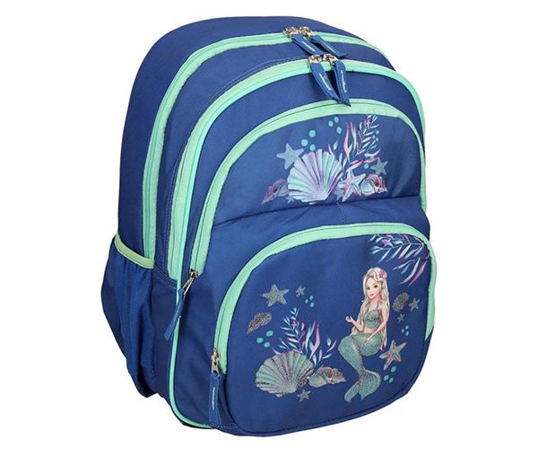 Spirit: Sellő mintás kék színű lekerekített ergonómikus iskolatáska 40x20x18cm