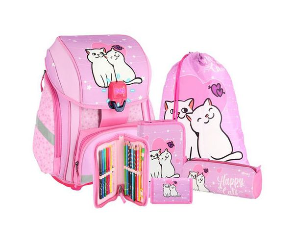 Spirit: Happy Cats model, cu LED rucsac, ghiozdan 5 bucăți set