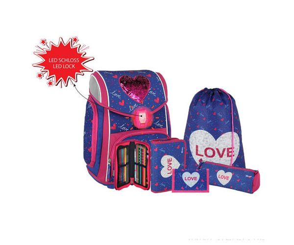 Spirit: Heart love 5 bucăți set rucsac cu accesorii și lumini LED