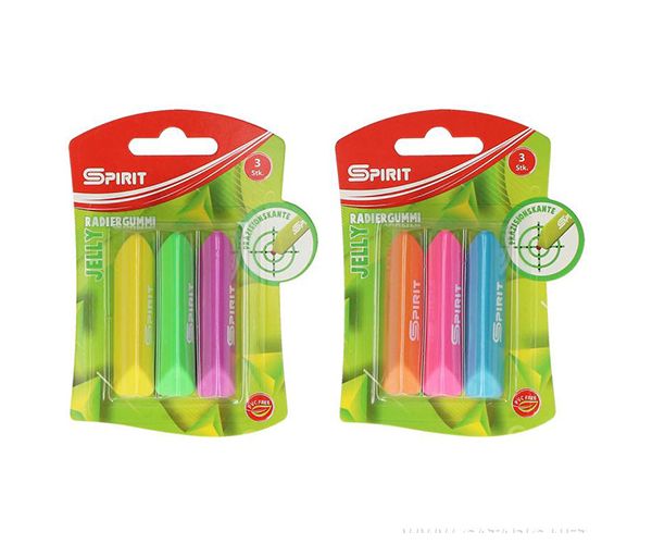 Spirit: Jelly triunghi formă radieră mai multe culori 3 bucăți set