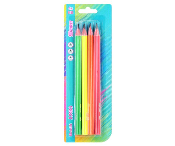 Spirit: Jumbo HB grafit creion set cu apariție neon 4 bucăți