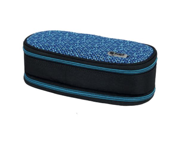 Spirit: My Bag albastru și negru penar oval două compartimente