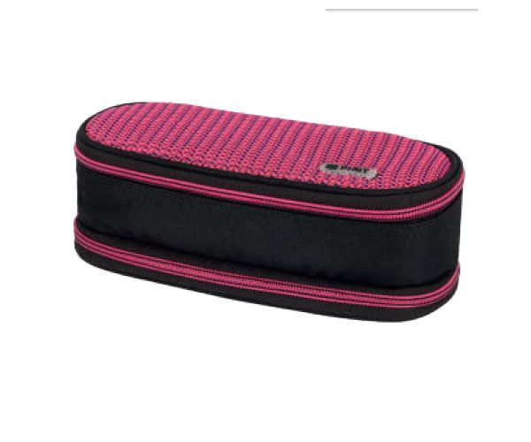 Spirit: My Bag fekete és pink két rekeszes ovális tolltartó