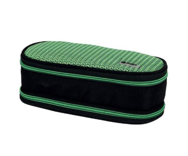 Spirit: Negru - neon verde penar oval 23x10cm