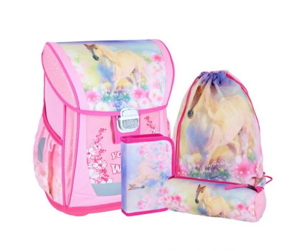 Spirit: Tânăr și Sălbatic set de 4 genți școlare roz 38x28x17cm