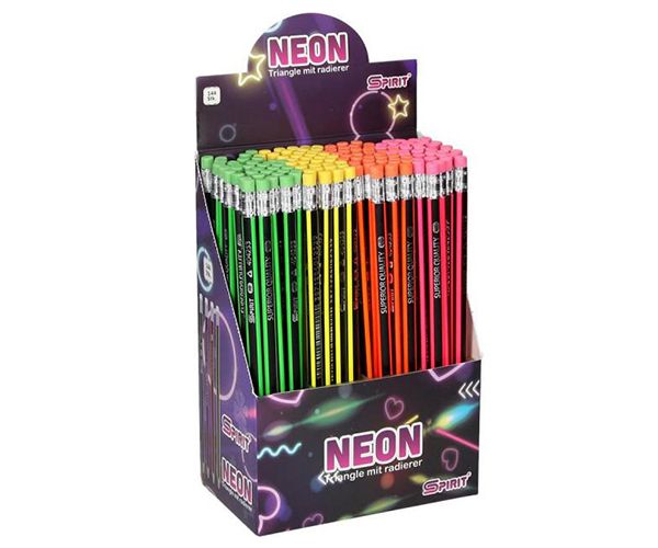 Spirit: Háromszögletű HB neon grafitceruza radírral többféle színben 1db