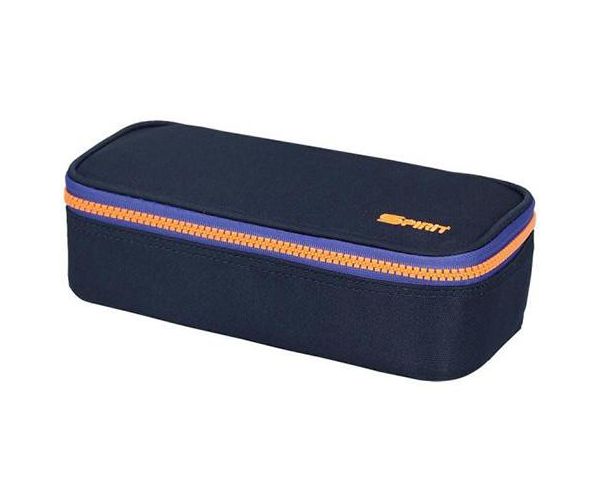 Spirit:My Bag penar oval albastru indigo cu fermoar portocaliu 23x10cm