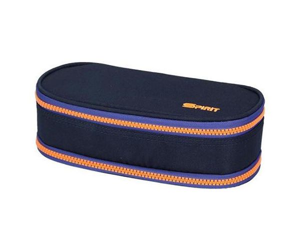 Spirit:Penar oval albastru indigo cu fermoar portocaliu 23x10cm
