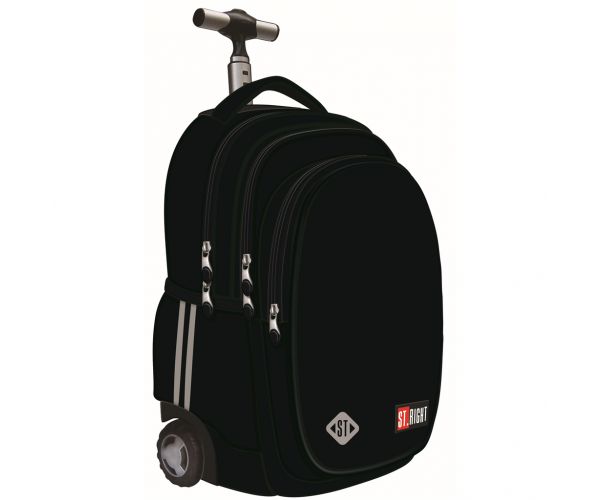 St.Right Black ghiozdan școlar pe roți, rucsac TB-01 44x32x20cm
