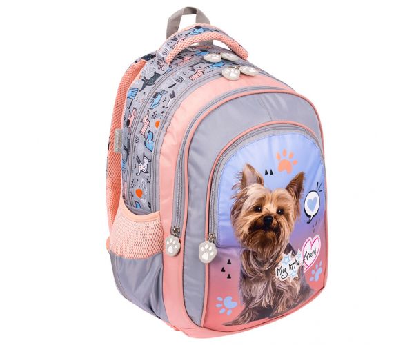 St.Right My Little Friends Grey York ghiozdan școlar cu patru compartimente, rucsac 40x28x18cm