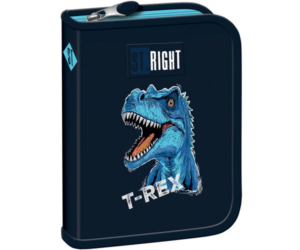 St.Right Penar albastru cu model T-Rex, cu clapetă, PC03, 20,5x14x3,5cm