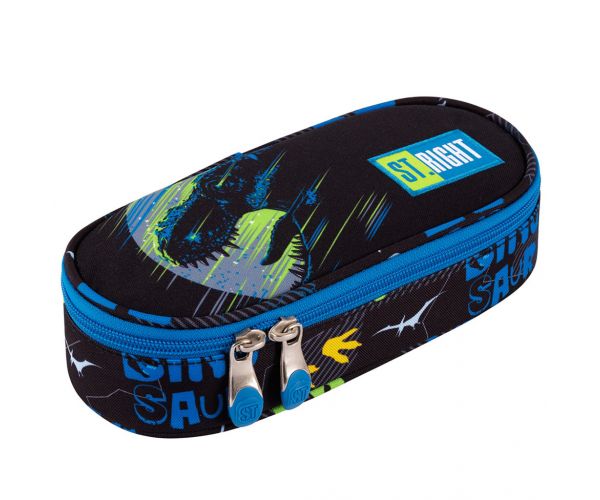 St.Right: Penar oval albastru cu model de dinozaur, 23cm