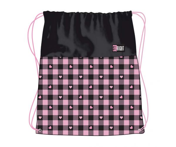 St.Right Pink Checkered sac de gimnastică, sac sport 43x34cm