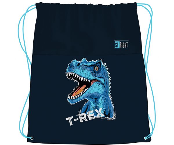 St.Right Sac de sport albastru cu T-Rex, 34x43 cm