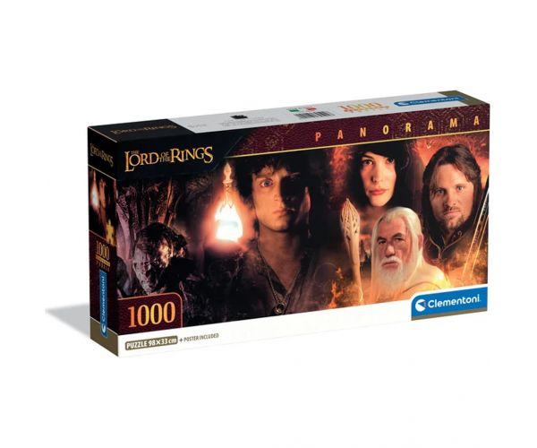 A Gyűrűk Ura: Tűz és sötétség között 1000db-os panoráma puzzle poszterrel - Clementoni
