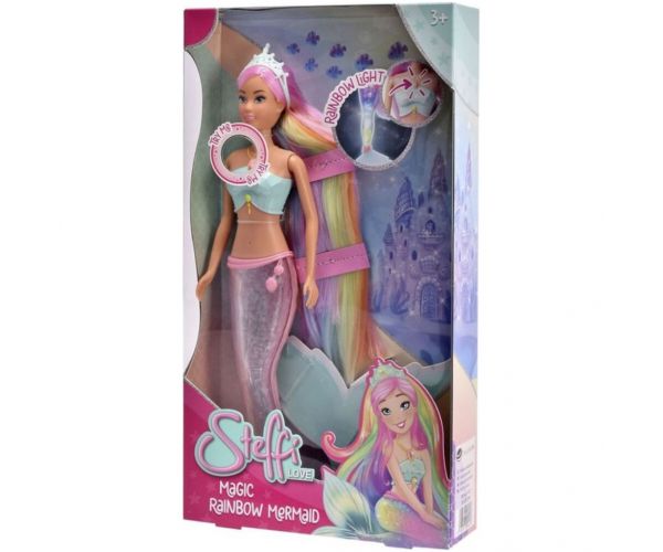 Steffi Love: Steffi sirenă magică curcubeu cu coadă luminoasă - Simba Toys