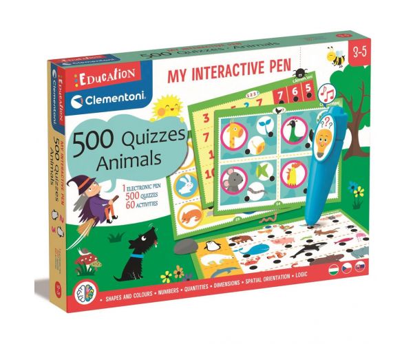 Stilou interactiv cu 500 de quiz-uri cu animale pentru dezvoltarea abilităților - Clementoni