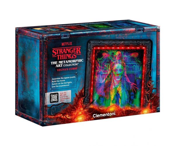 Stranger Things – Blestemul lui Vecna, puzzle de 520 piese cu ramă și iluminare RGB LED – Clementoni