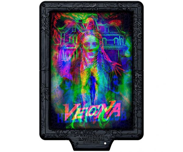 Stranger Things – Blestemul lui Vecna, puzzle de 520 piese cu ramă și iluminare RGB LED – Clementoni