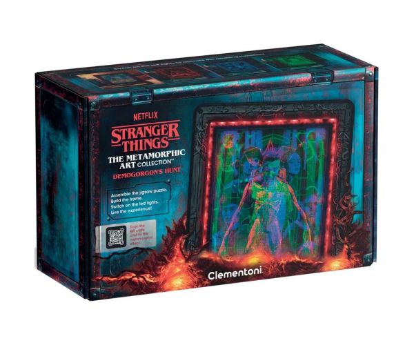Stranger Things: Vânătoarea Demogorgonului puzzle de 520 de piese cu ramă și iluminare LED RGB - Clementoni