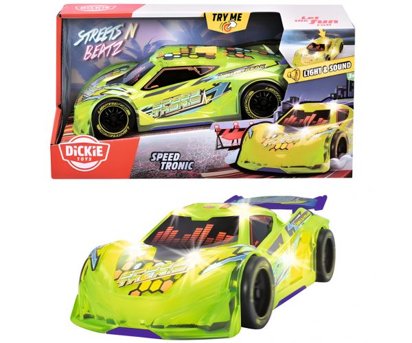 Streets Beatz: Speed Tronic neon verde cu lumina si sunet de 20 cm - Dickie Toys