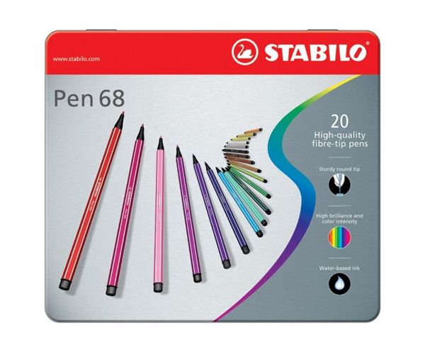 Stabilo: Pen 68 în cutie metal set marker 20 bucăți