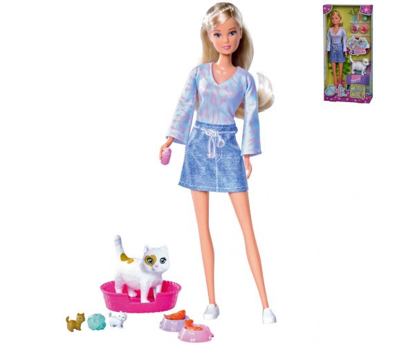 Steffi Love: Păpușa Steffi cu păr blond cu pisoi si accesorii 29cm - Simba Toys