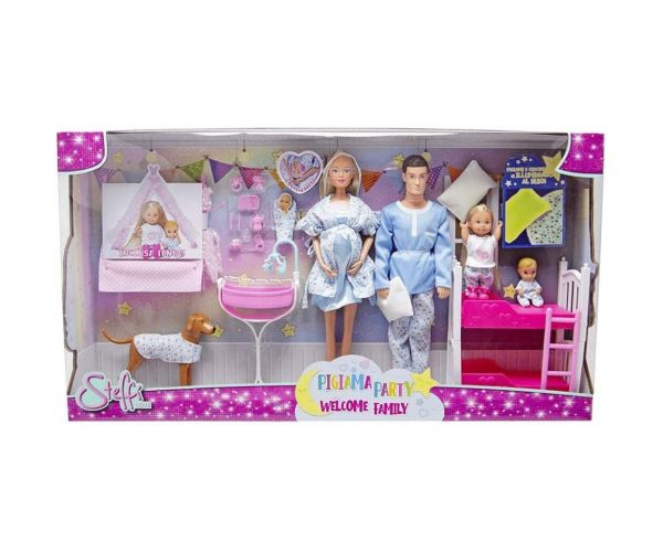 Steffi Love – Set de joacă Familie Petrecere în pijamale - Simba Toys