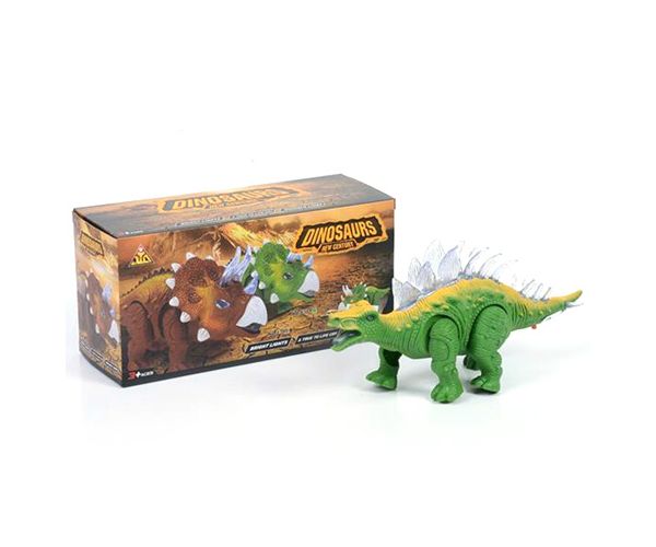 Sztegoszaurusz zöld színű dinoszaurusz figura fény effektekkel