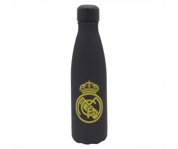 Sticlă termoizolantă din oțel inoxidabil negru-auriu Real Madrid, cu pereți dubli, 500 ml