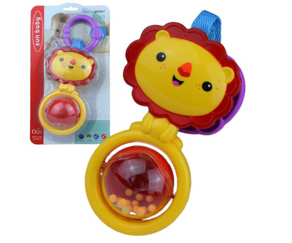 Sun Baby: Leu vesel bebeluș cu zornăitor și bilă rotativă