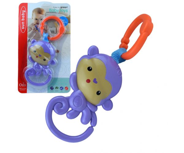 Sun Baby: Vidám lila majom BPA mentes bébi csörgő