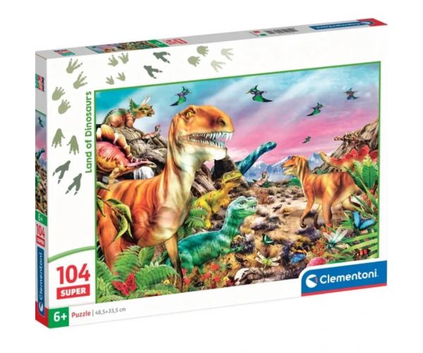 Super puzzle 104 piese - Țara Dinozaurilor - Clementoni